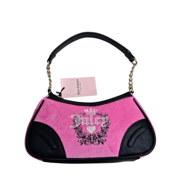 Juicy Couture Juicy Pink Love Velour Heritage Shoulder Bag New - Picture 7 of 16